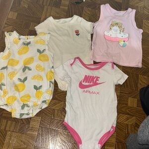 Nike Pink & White Baby Onesie & assorted brand baby girls onesie lot